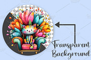 Whimsical Spring Cats Clipart Bundle, an Illustration by Canvas Craft (Thumbnail 2 of 7)