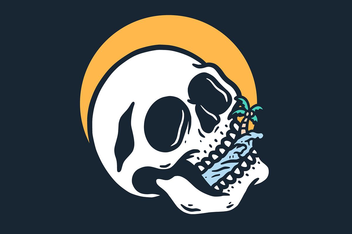 Skull Beach Vacation illustration, an Object Illustration by Decoconio Design (Photo 3 of 3)