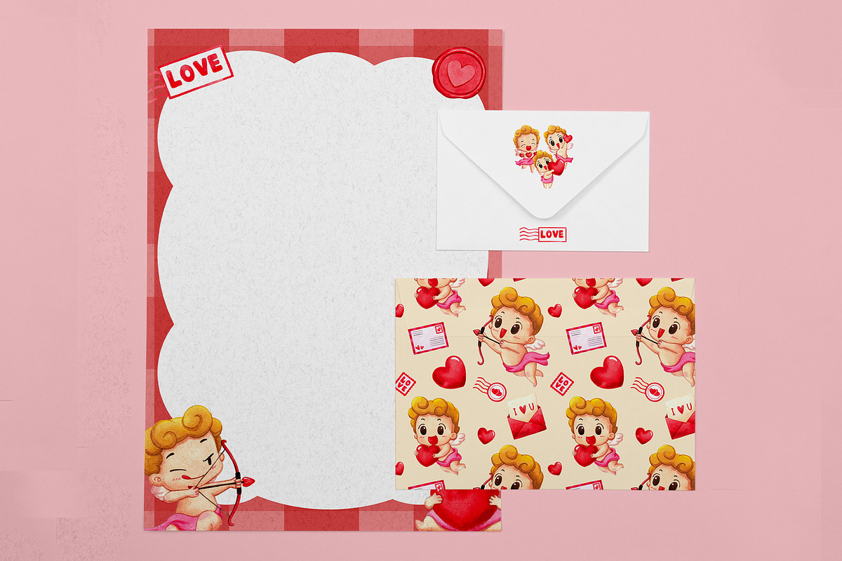 Cupid Mail Service Watercolor, a Seasonal Illustration by CreativeValuation (Photo 9 of 12)