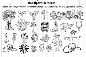 Western Cowgirl Clipart & Patterns