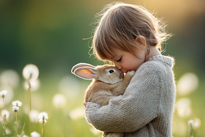 Sweet little child hugging and kiss, an Animal Photo by MistyDay
