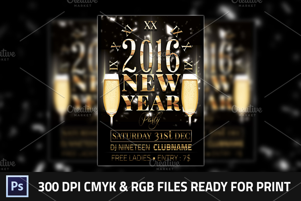 New Year Club Flyer, a Flyer Template by Studio 19 (Photo 2 of 3)