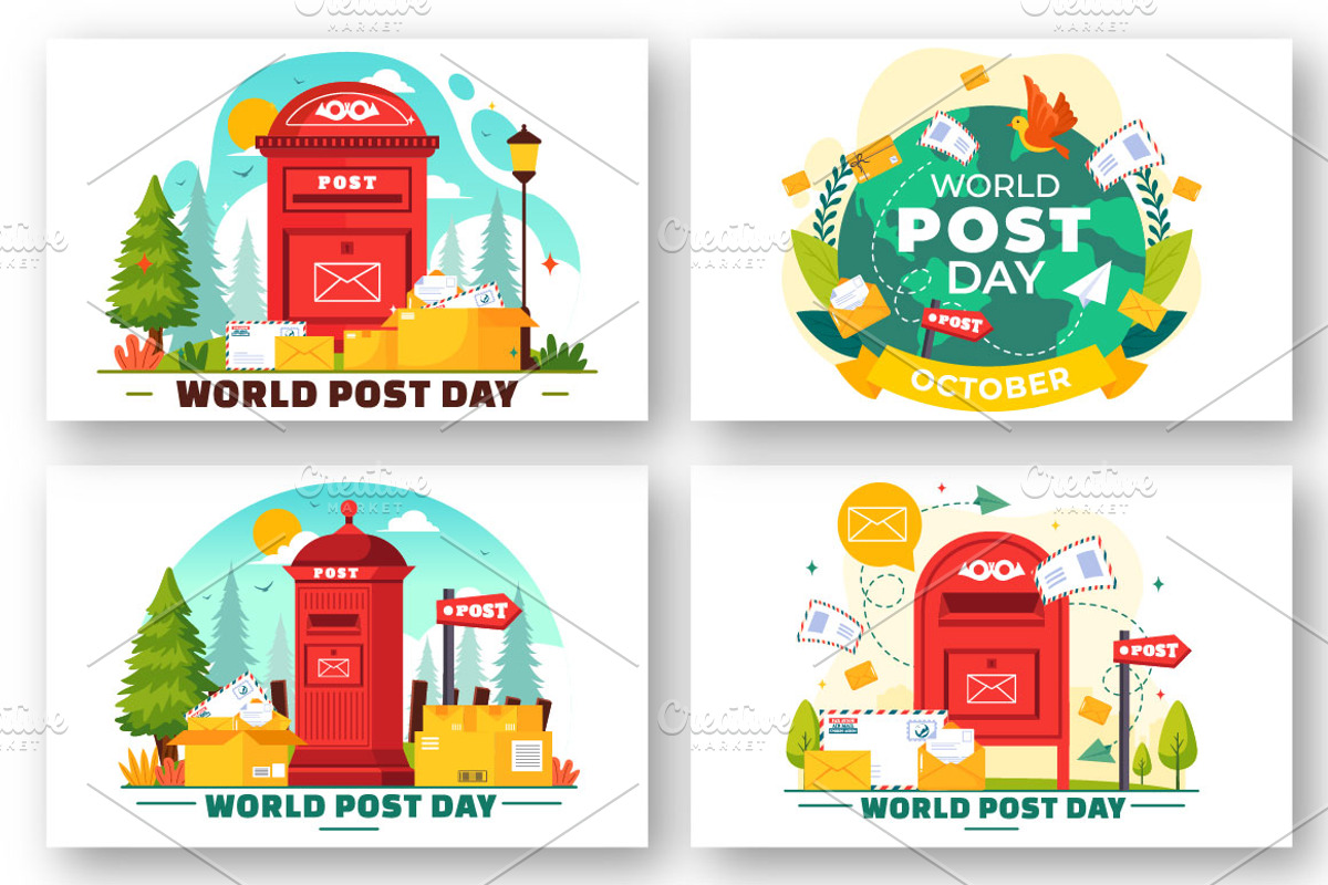 12 World Post Day Illustration, an Object Illustration by denayunebgt (Photo 2 of 4)