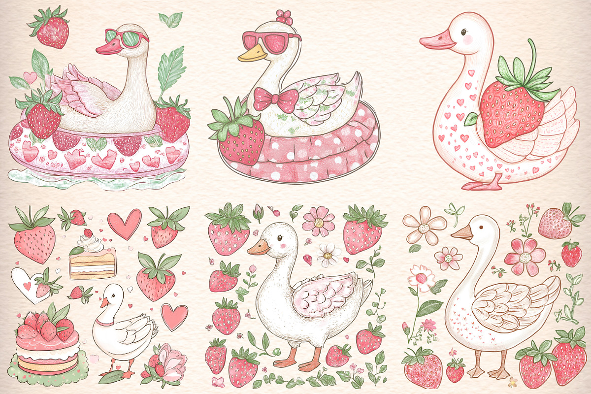 Strawberry Goose Clipart, an Illustration by Digital Artistic99 (Photo 4 of 9)
