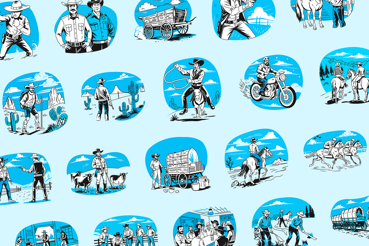 Cowboy Vector Illustration Set, a Person Illustration by Creative Stall (Photo 5 of 7)