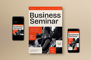 Orange Business Seminar Flyer Set, a Flyer Template by graphicook