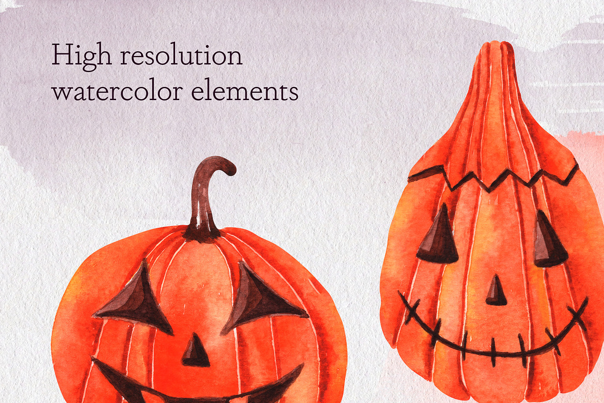 Watercolor Halloween clipart, a Seasonal Illustration by AnastasiaWatercolor (Photo 4 of 5)