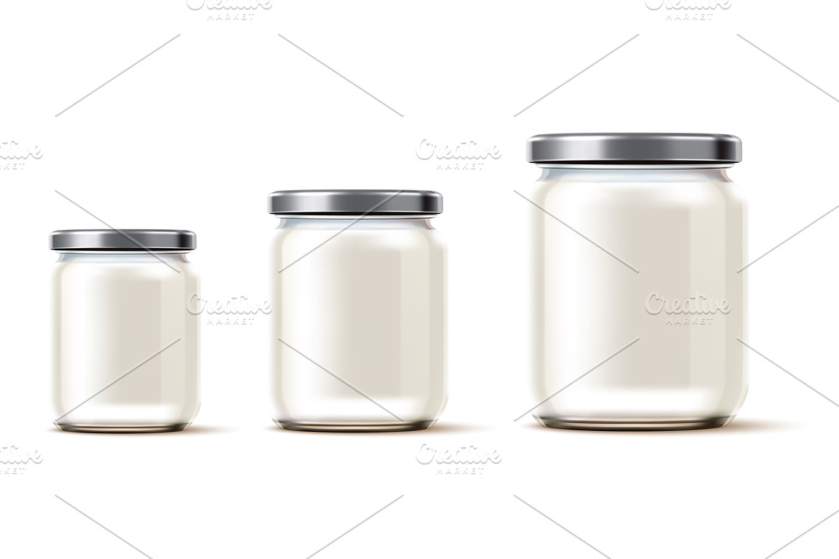 Glass jars with lids. 3D containers, a Food Illustration by Vectorbuum