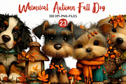Whimsical Autumn Fall Dog Clipart, a Seasonal Illustration by Designworld (Thumbnail 1 of 9)