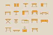 20 Table Icons, a Solid Icon by Creative VIP (Thumbnail 2 of 5)