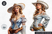 Southern Belle Cowgirls Clipart Set, a Person Illustration by ThatsDesign Art (Thumbnail 6 of 10)