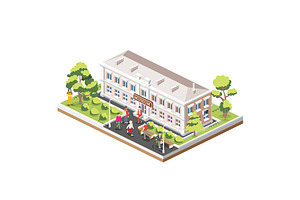 Isometric view of museum building., an Illustration by Booblgum