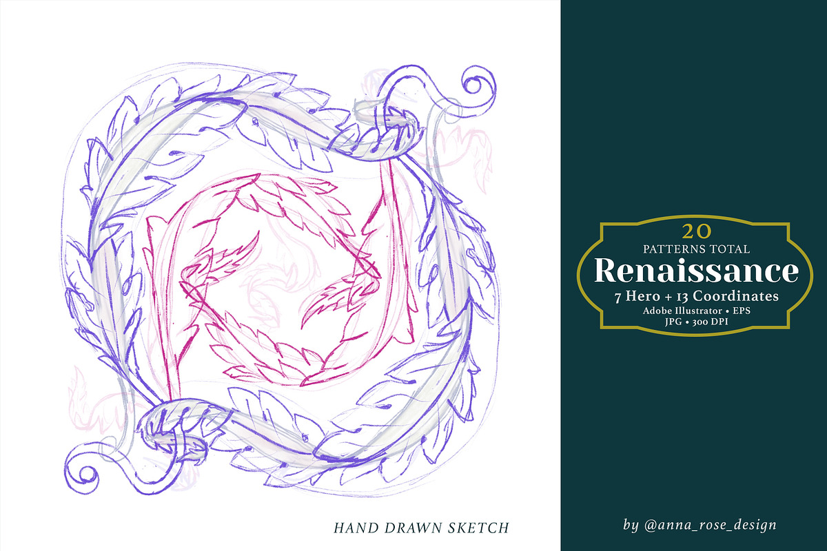 Moody Renaissance Acanthus Patterns, a Pattern Graphic by Rose Design (Photo 11 of 12)