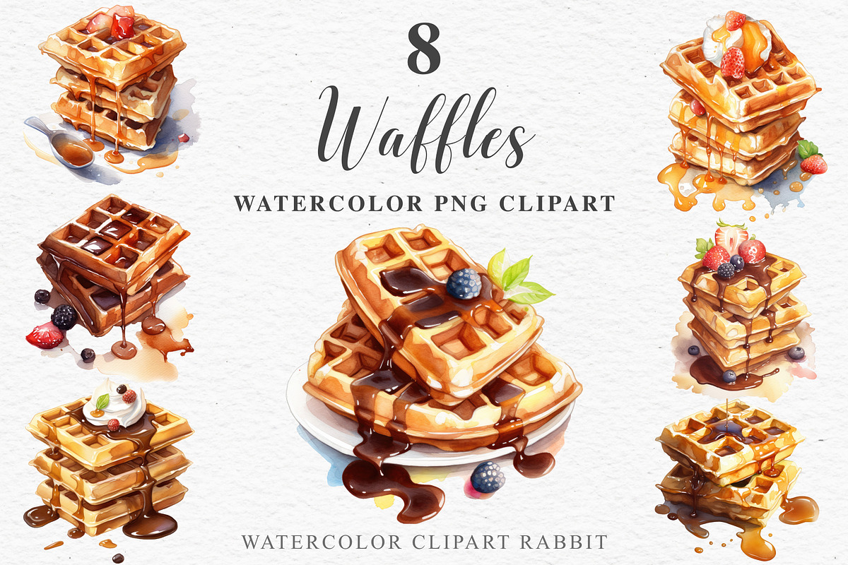 Waffles Syrup Pancakes Sweets Brunch, a Food Illustration by Rabbit Heart (Photo 1 of 9)