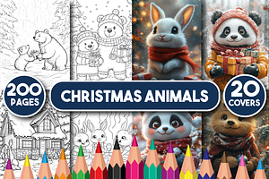 Christmas Animals Coloring Book, an Animal Illustration by Printable Design Store