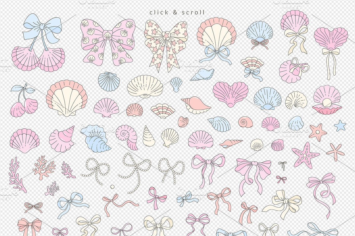 Coquette Sea shells clipart set, a Seasonal Illustration by @olga.angelloz (Photo 2 of 2)