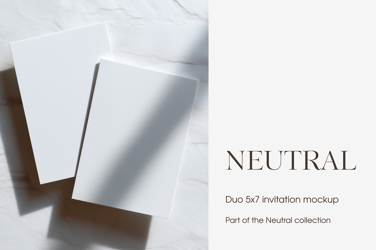 White Neutral Duo Invitation Mockup, a Product Mockup by Serenefeeling (Photo 1 of 6)