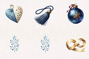 Watercolor Navy Gold Ornaments, a Seasonal Illustration by CreationArt (Thumbnail 3 of 7)