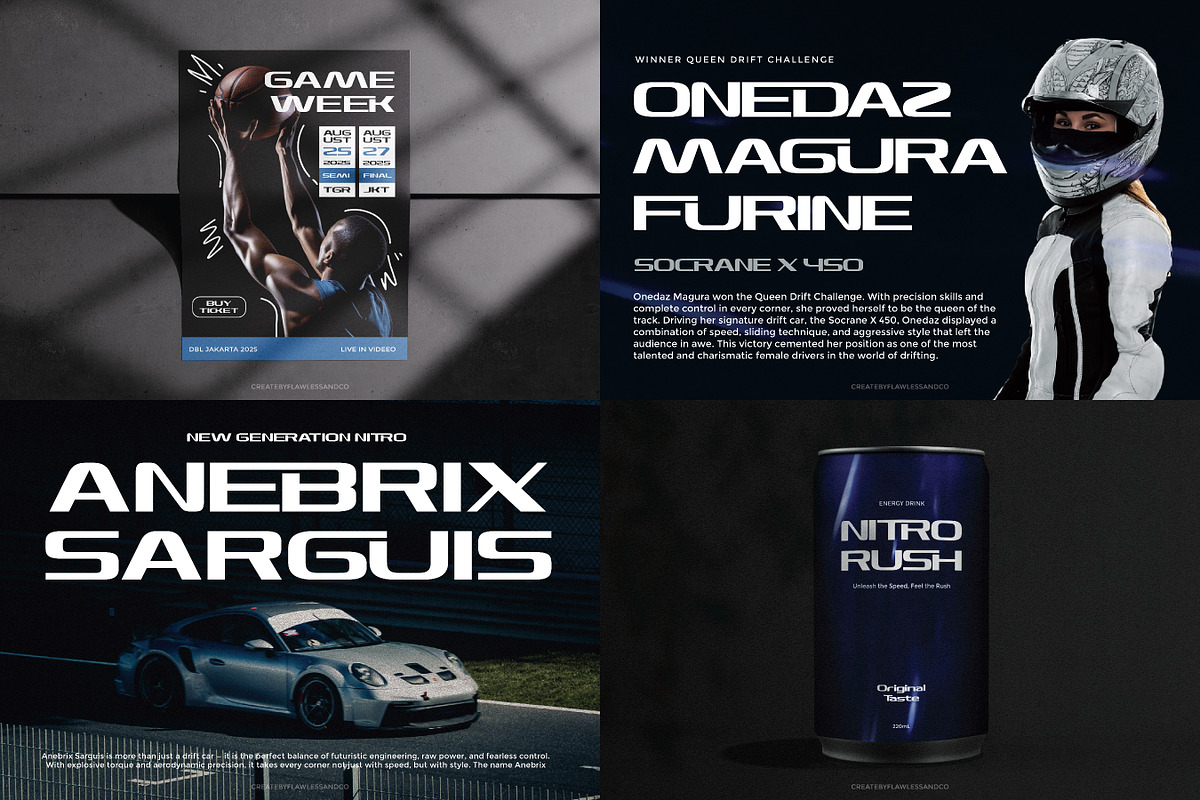 Futuristic & Sport Font Bundle, a Sans Serif Font by Flawless And Co (Photo 7 of 11)