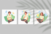 Meditating yoga peaceful characters, a Person Illustration by GreenSky (Thumbnail 3 of 5)