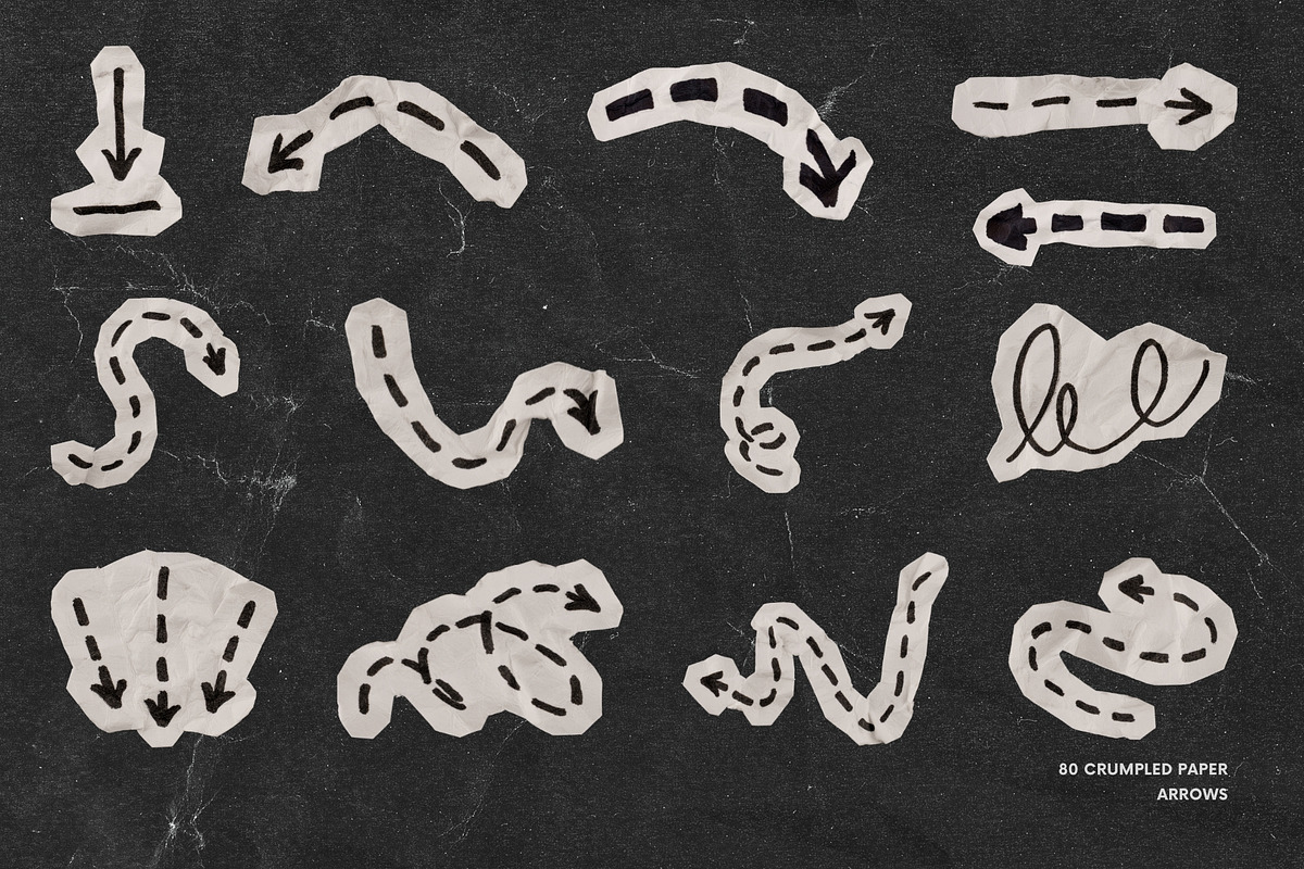 80 Crumpled Paper Arrow Doodles, an Object Graphic by Ksuview (Photo 6 of 6)