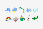 Rainy Day Doodle Illustration, an Object Graphic by SLAB! Design (Thumbnail 2 of 3)