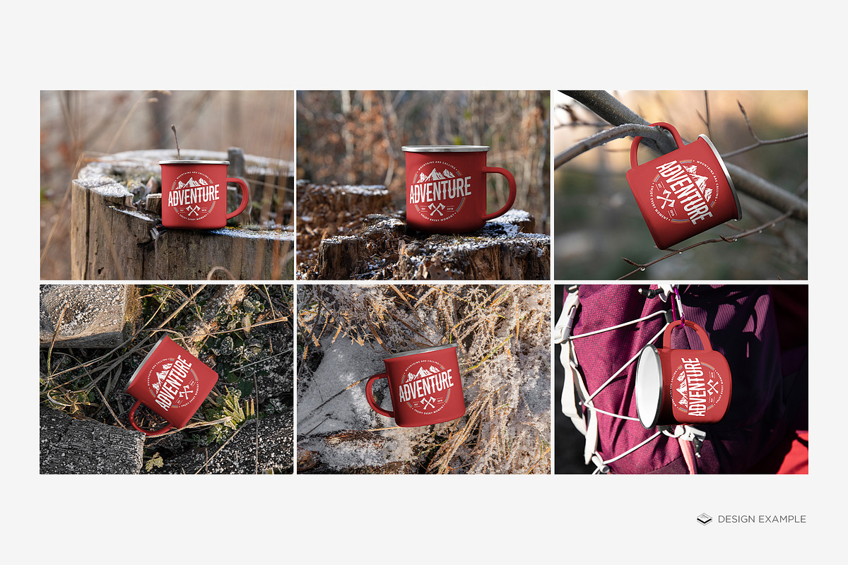 Enamel Mug on Scenes Mock-up, a Cups & Container Mockup by Branda Keeps (Photo 5 of 16)