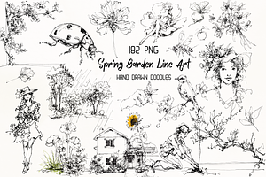 Whimsical Spring Garden Line Art Set