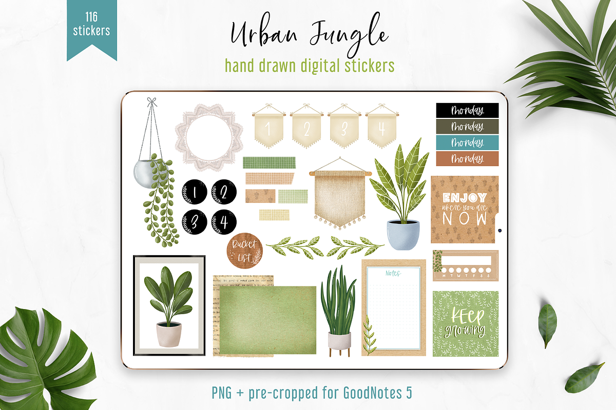 GoodNotes Botanical digital stickers, an Illustration by Oh Mia Studio (Photo 1 of 4)