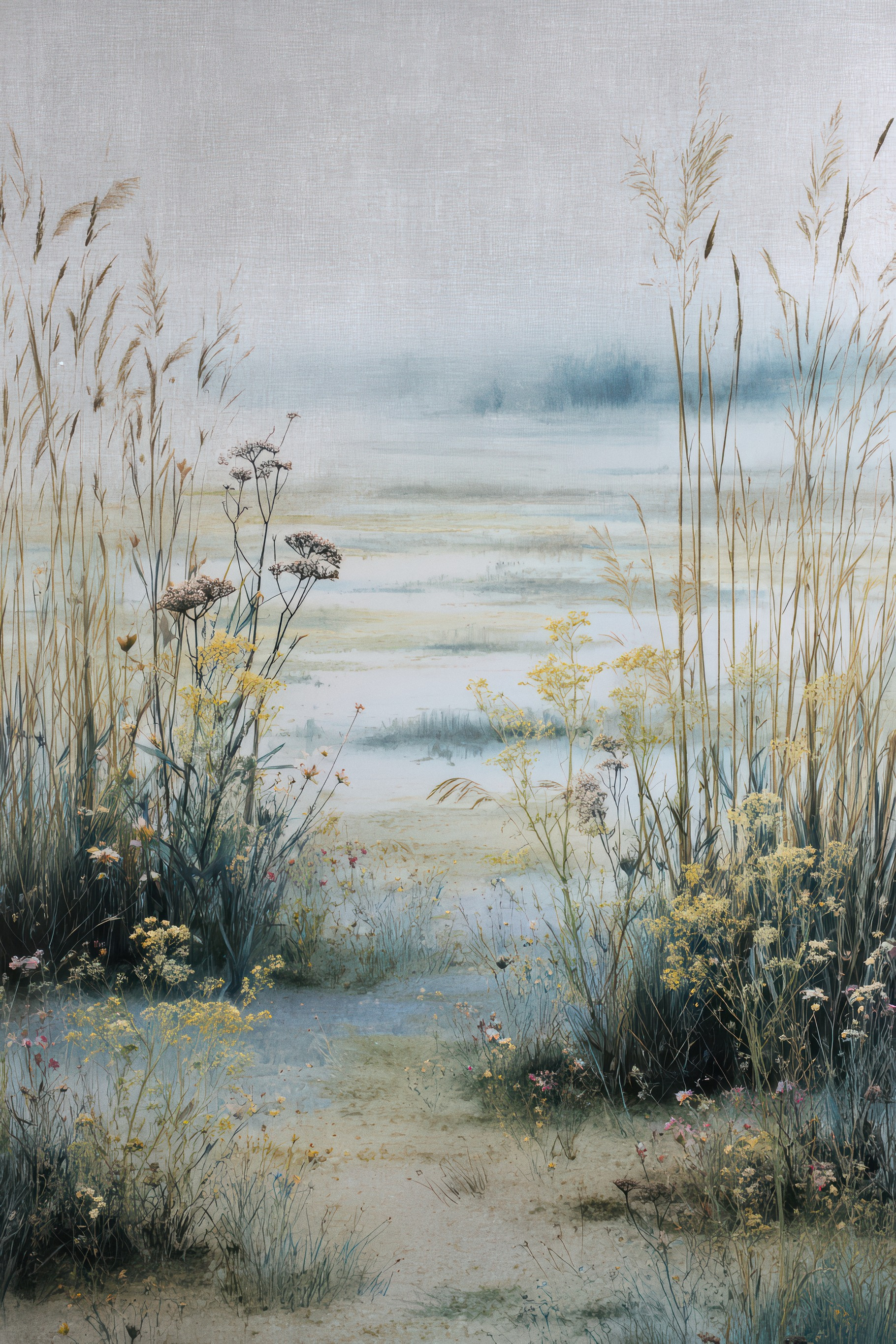 Tidal Salt Marsh Botanical Wallpaper, a Decorative Illustration by ...