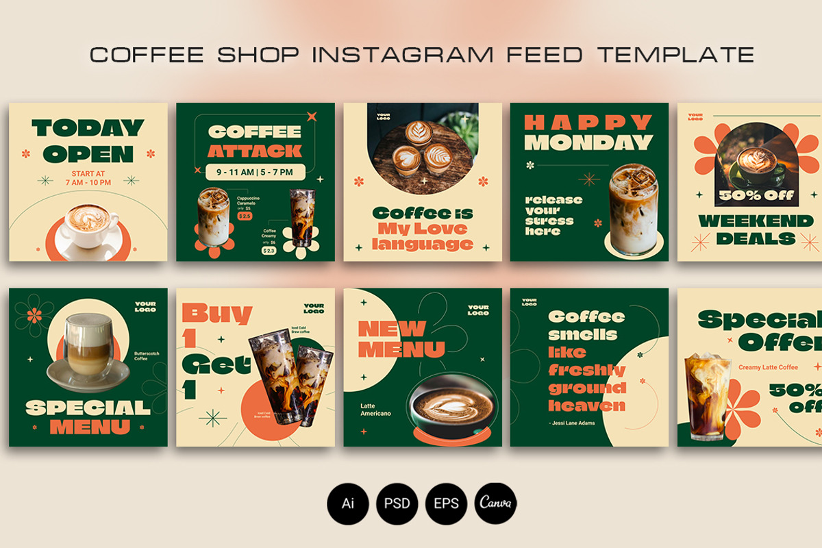 Coffee Shop Instagram Feeds, a Social Media Template by Jiwstudio (Photo 2 of 3)