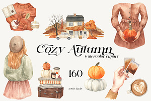 Cozy Autumn Watercolor, a Seasonal Illustration by LiChu Art