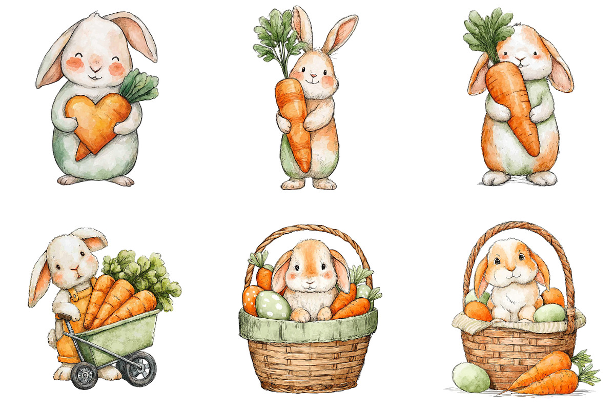 Watercolor Easter Bunny Clipart, an Illustration by Sublimation Artist (Photo 5 of 7)