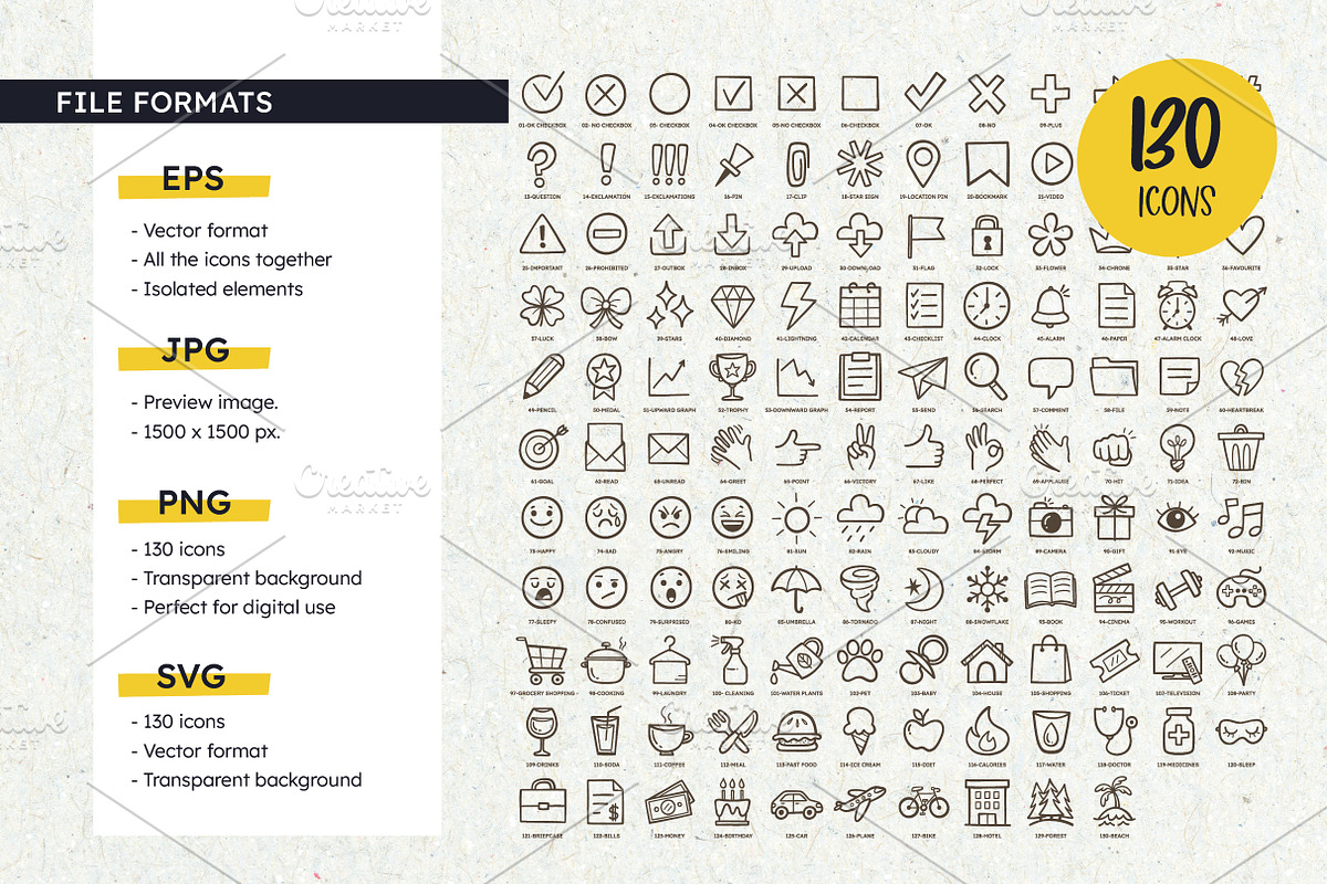 Planner Icon Set. 130 Doodle Icons., an Outline Icon by insemar (Photo 3 of 4)