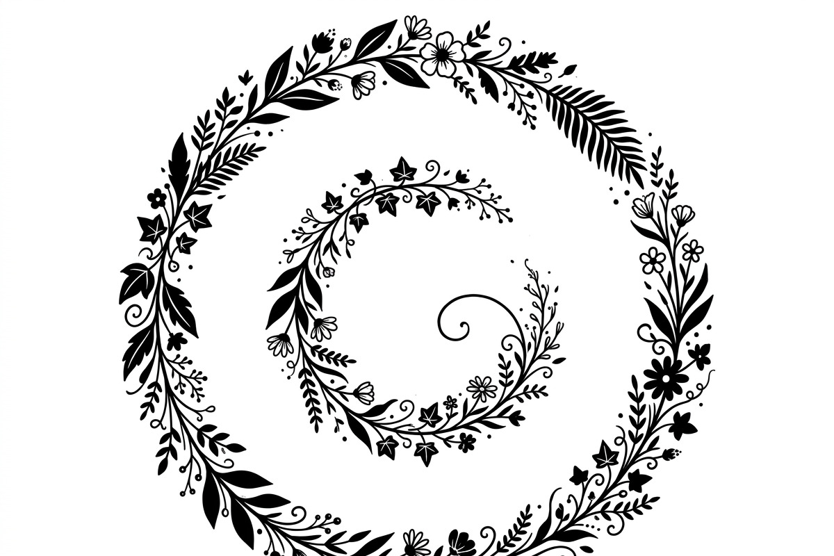 50 Elegant Floral Leaf Spiral Frame, a Decorative Illustration by Amazin_art (Photo 27 of 39)