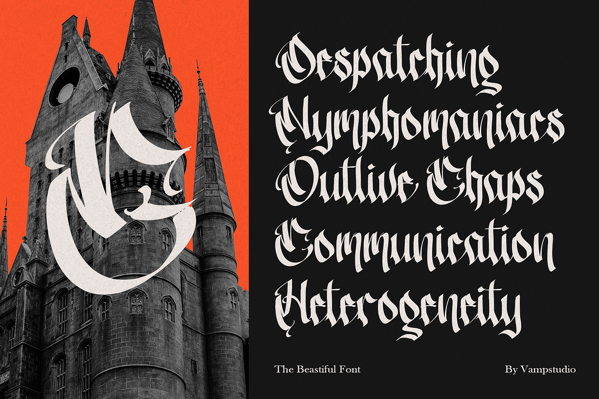 The Beastiful Modern Blackletter, a Blackletter Font by Vampstudio (Photo 7 of 13)