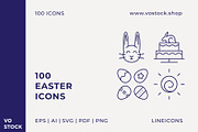 100 Easter icons, an Outline Icon by vo.stock (Thumbnail 1 of 6)