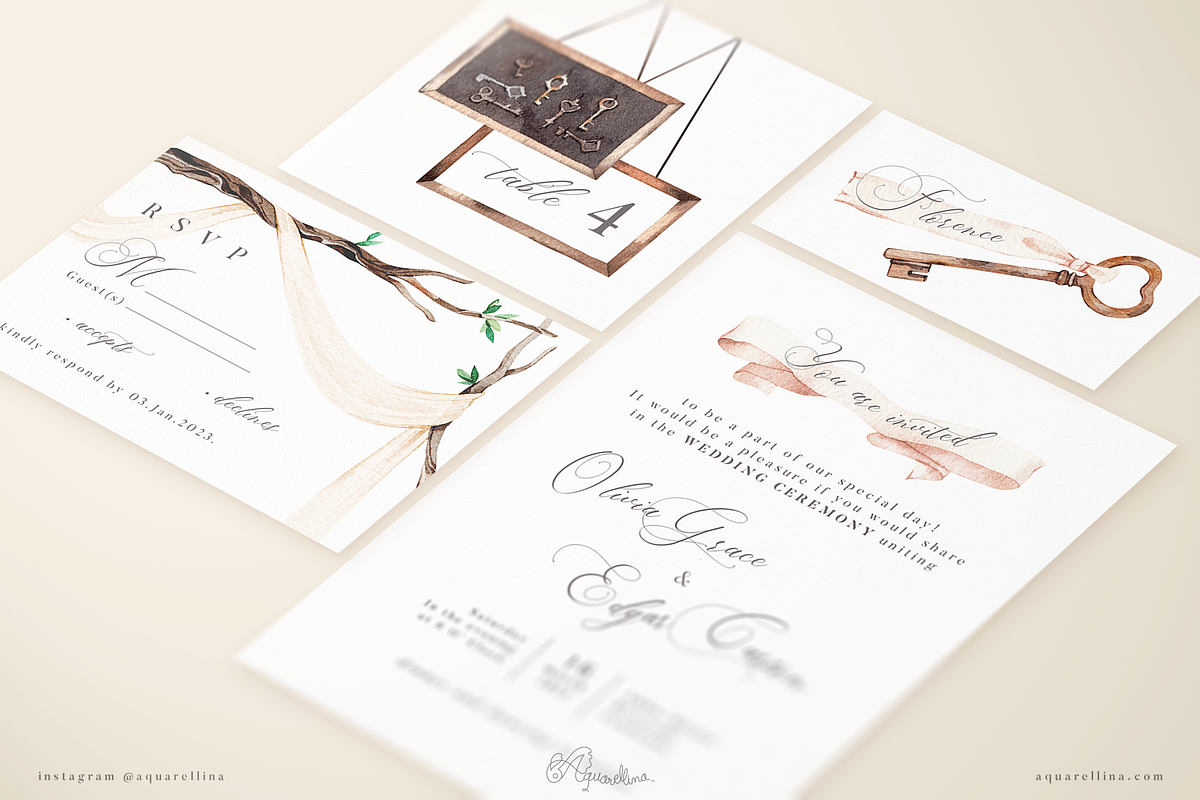 Beige Forest Wedding Invitations, an Invitation Template by Aquarellina (Photo 3 of 4)