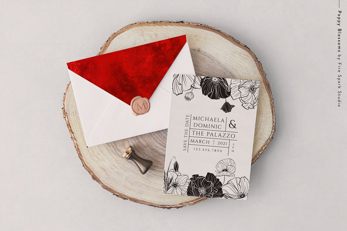 Poppy Blossoms Vector Illustrations, a Texture Illustration by Fire Spark Studio (Photo 6 of 6)