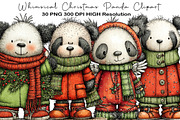 Whimsical Christmas Panda Clipart, an Animal Illustration by Black Bird Studio (Thumbnail 1 of 3)