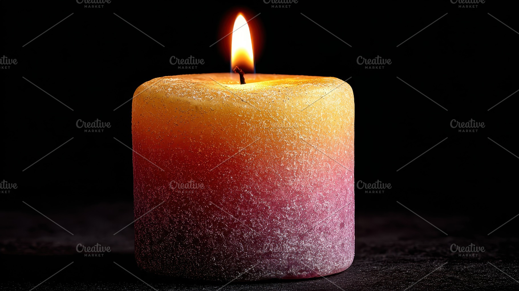 Burning ombre candle in dark backgro, a Photo by Pixeness Studio