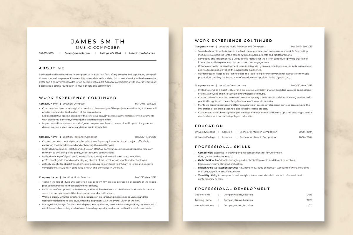 Music Composer Resume Template preview 3