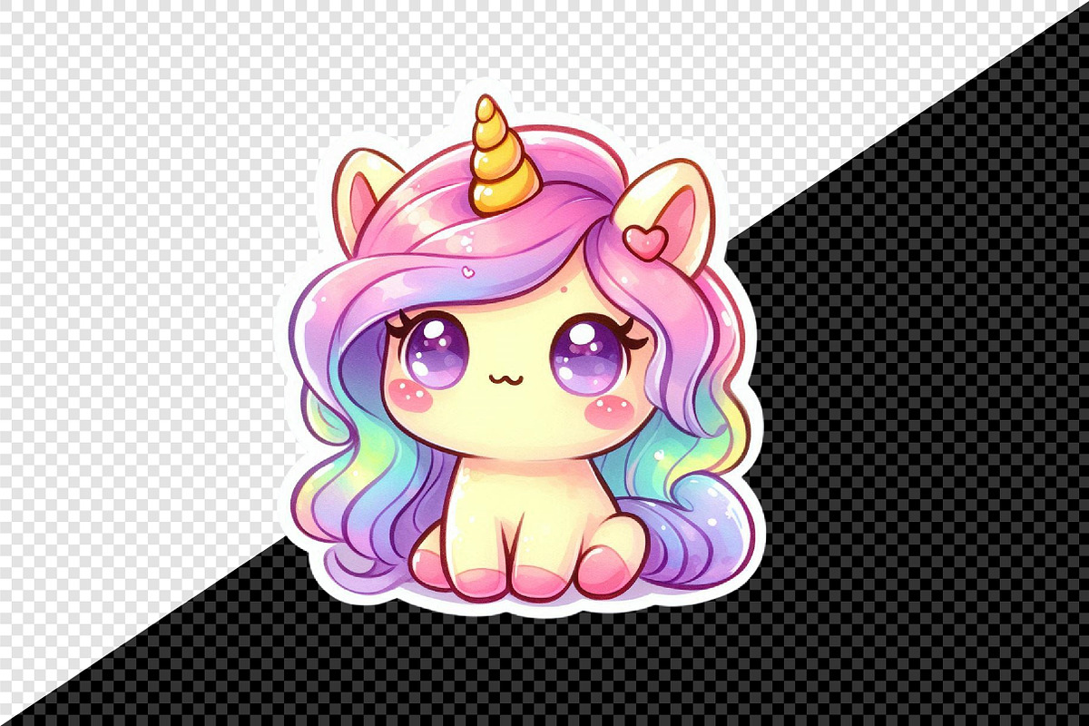 Kawaii Unicorn Stickers Clipart, an Illustration by Creative Art (Photo 5 of 9)