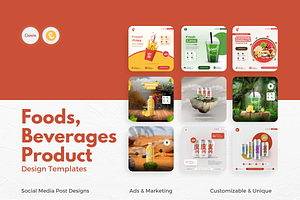 Foods, Groceries, Canva Templates