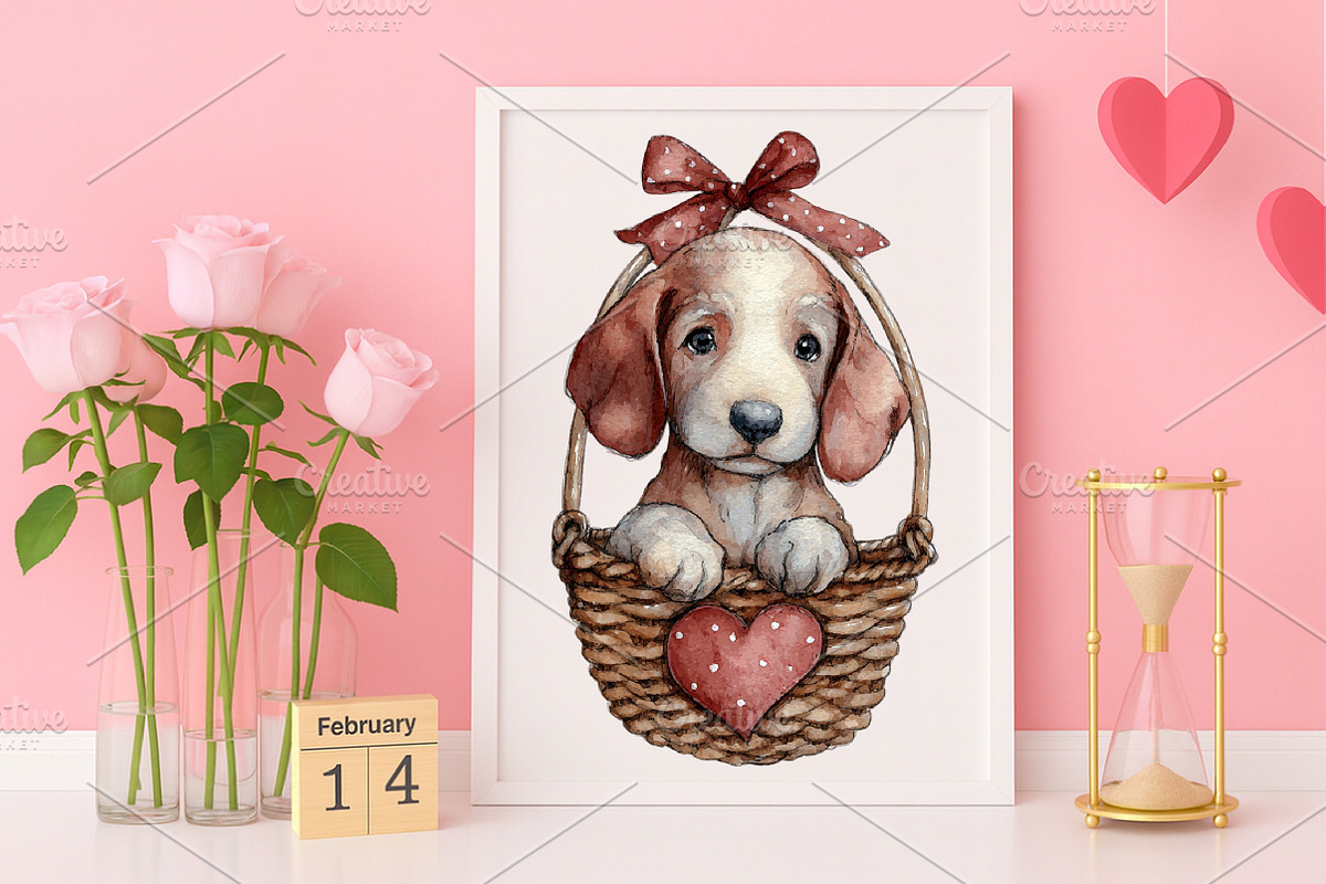 Watercolor Valentine Day Clipart, an Illustration by Canvas Craft (Photo 5 of 6)