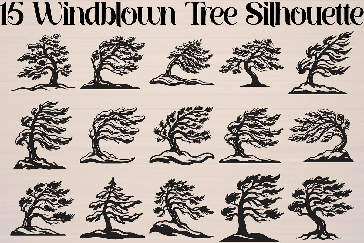 Windblown Tree Silhouette, an Object Graphic by Gfx_Store (Photo 1 of 16)