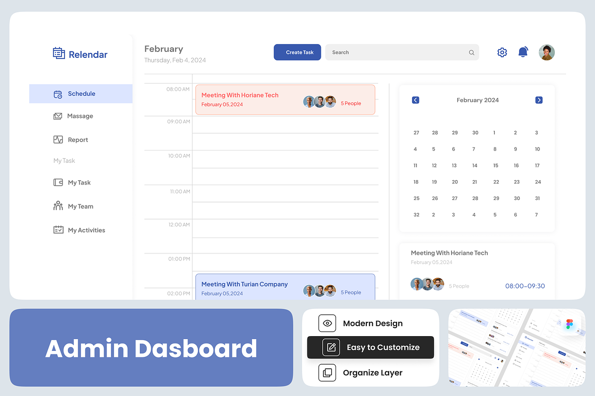 Relendar - Calendar Dashboard, an UI Kit Template by Annora Studio (Photo 1 of 6)