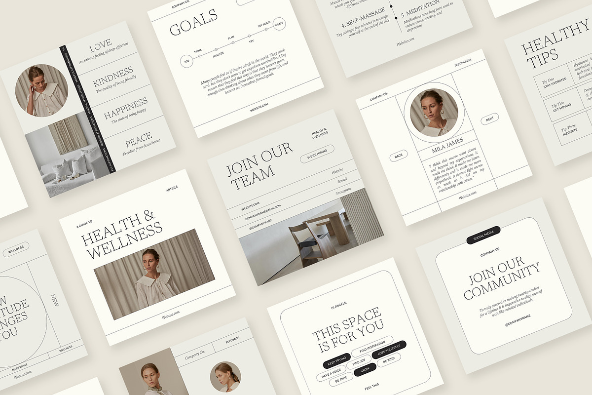 Wellness Social Media Pack Canva PS, a Social Media Template by Feel This