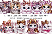 Kitten with Leopard Bow PNG Bundle, a Graphic by Clipart Bloom (Thumbnail 1 of 11)