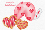 Valentine Cookies watercolor clipart, a Decorative Illustration by AkiraVilla (Thumbnail 3 of 10)